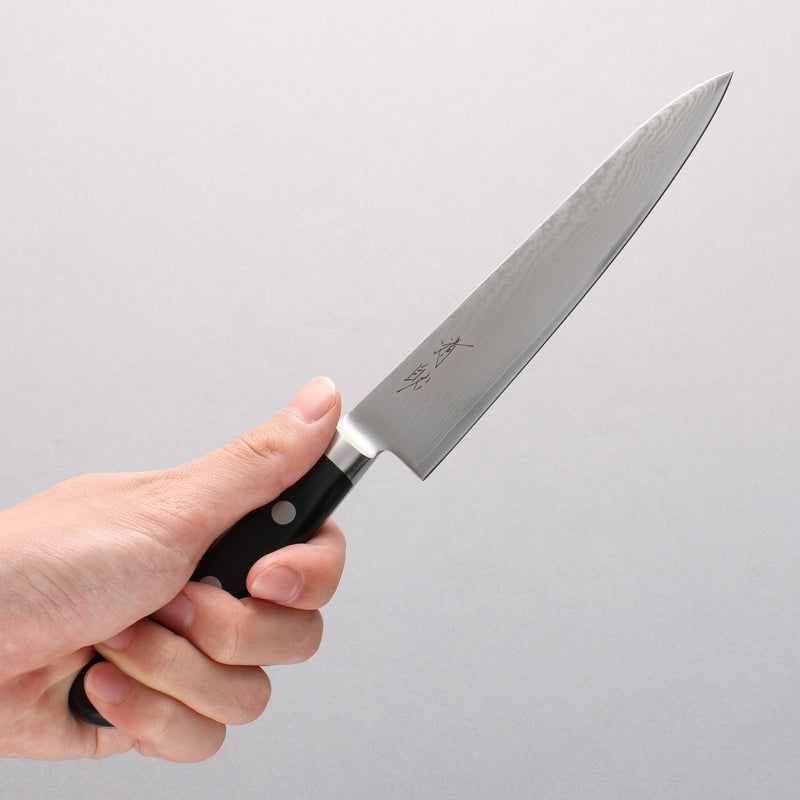 Seisuke VG10 33 Layer Damascus Petty-Utility 150mm Black Pakka wood Handle - Japannywholesale