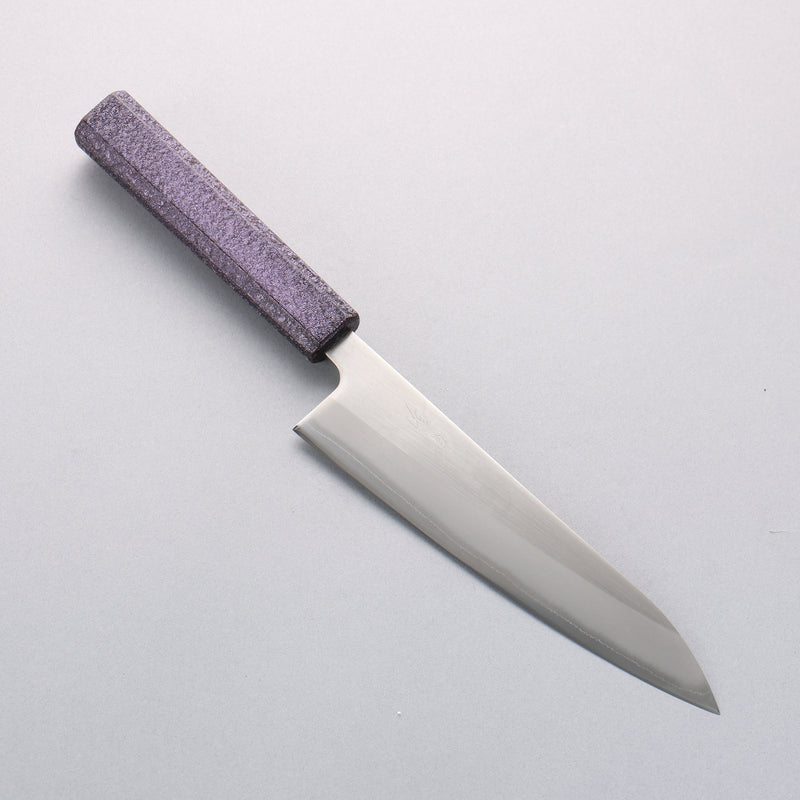 Seisuke White Steel No.1 Migaki Polish Finish Gyuto 180mm Oak with Purple Lacquer Handle - Japannywholesale