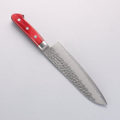 Seisuke Blue Super Hammered Gyuto 180mm Red Pakka wood Handle - Japannywholesale