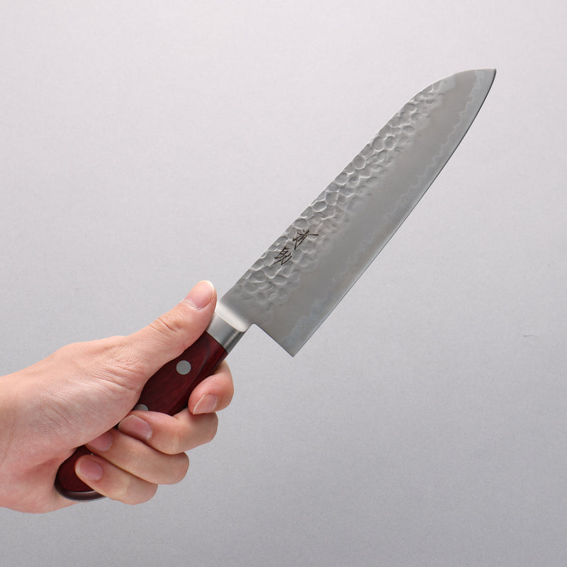 Seisuke Blue Super Hammered Gyuto 180mm Red Pakka wood Handle - Japannywholesale