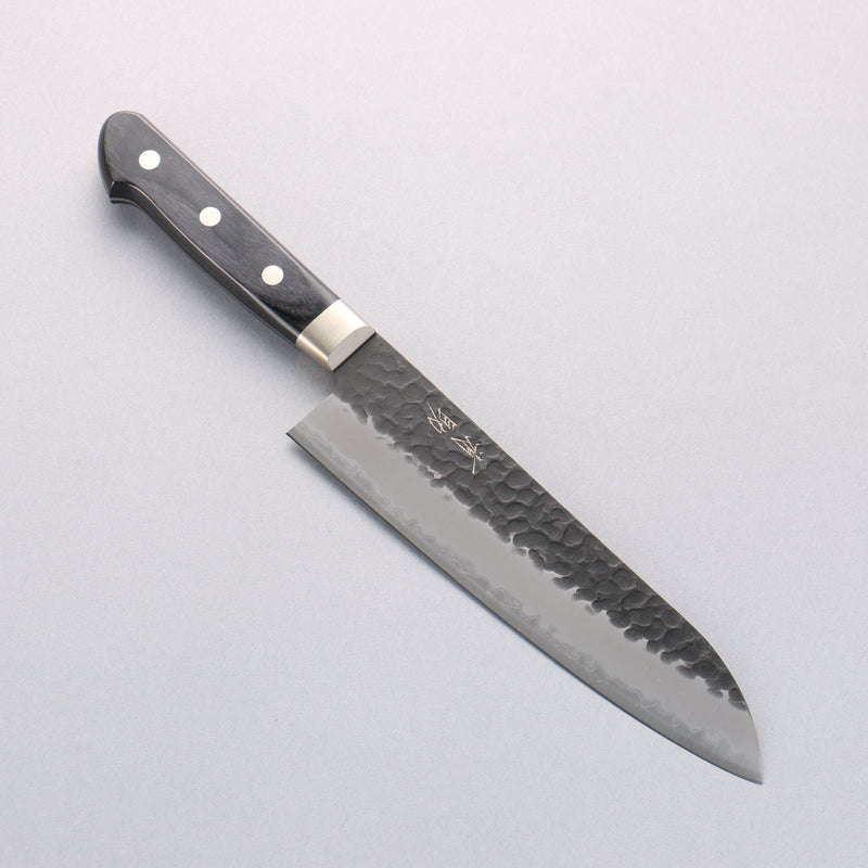 Seisuke Blue Super Hammered Black Finished Santoku 180mm Black Pakka wood Handle - Japannywholesale