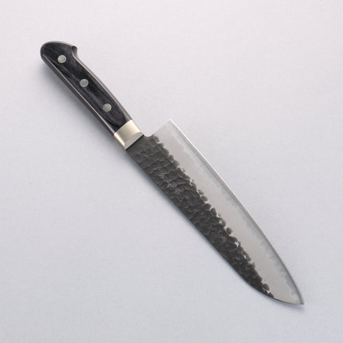 Seisuke Blue Super Hammered Black Finished Santoku 180mm Black Pakka wood Handle - Japannywholesale