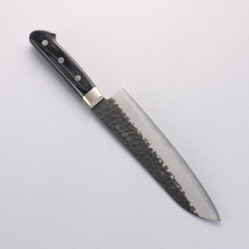 Seisuke Blue Super Hammered Black Finished Santoku 180mm Black Pakka wood Handle - Japannywholesale