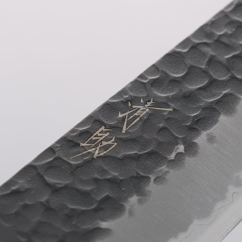 Seisuke Blue Super Hammered Black Finished Santoku 180mm Black Pakka wood Handle - Japannywholesale
