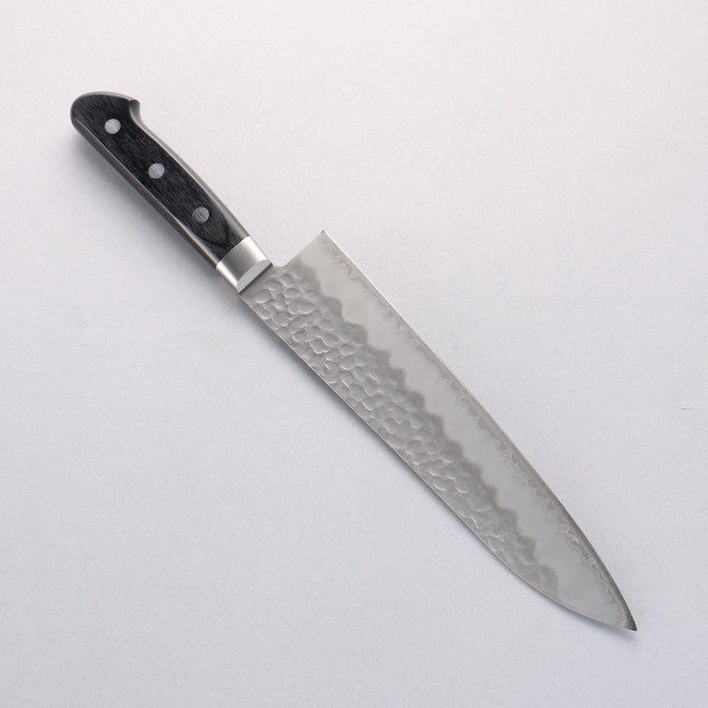 Seisuke AUS8 Hammered Gyuto 210mm Black Pakka wood Handle - Japannywholesale