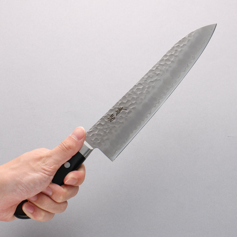 Seisuke AUS8 Hammered Gyuto 210mm Black Pakka wood Handle - Japannywholesale