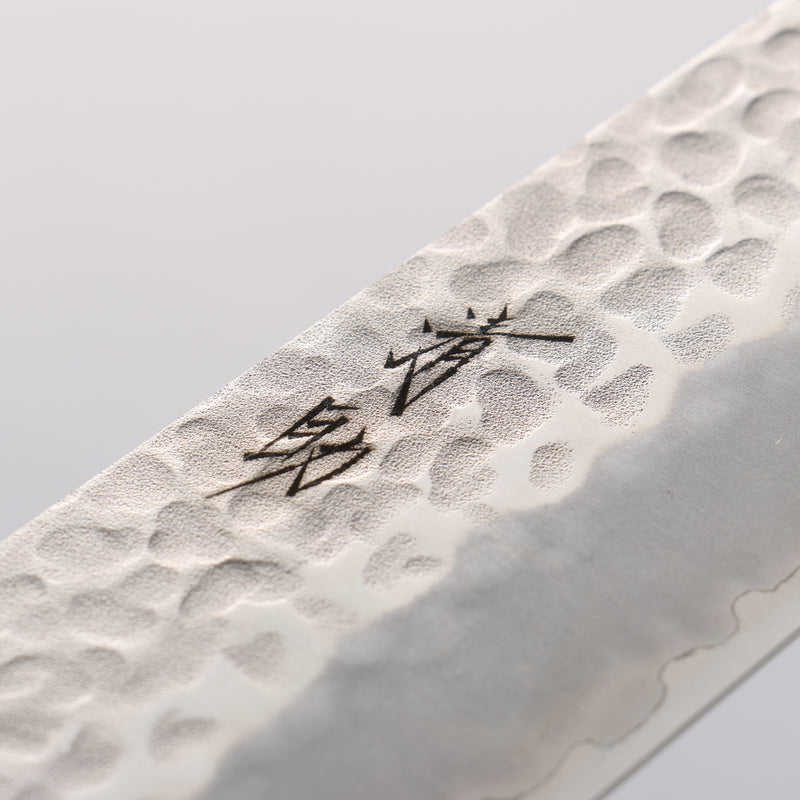 Seisuke AUS8 Hammered Kiritsuke Gyuto 210mm Black Pakka wood Handle - Japannywholesale