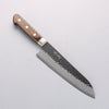 Seisuke Blue Super Hammered Black Finished Santoku 180mm Brown Pakka wood Handle - Japannywholesale