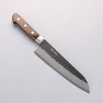 Seisuke Blue Super Hammered Black Finished Santoku 180mm Brown Pakka wood Handle - Japannywholesale