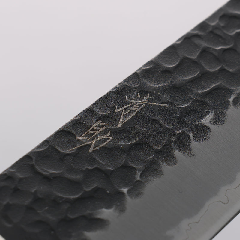 Seisuke Blue Super Hammered Black Finished Santoku 180mm Brown Pakka wood Handle - Japannywholesale
