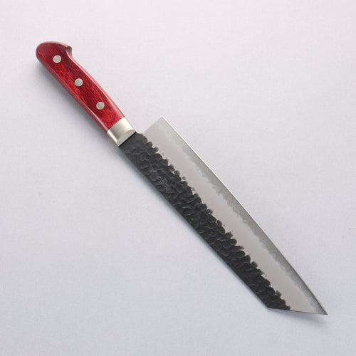 Seisuke Blue Super Hammered Kurouchi Kiritsuke Gyuto 210mm Red Pakka wood Handle - Japannywholesale