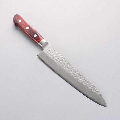 Seisuke Blue Super Hammered Gyuto 210mm Red Pakka wood Handle - Japannywholesale
