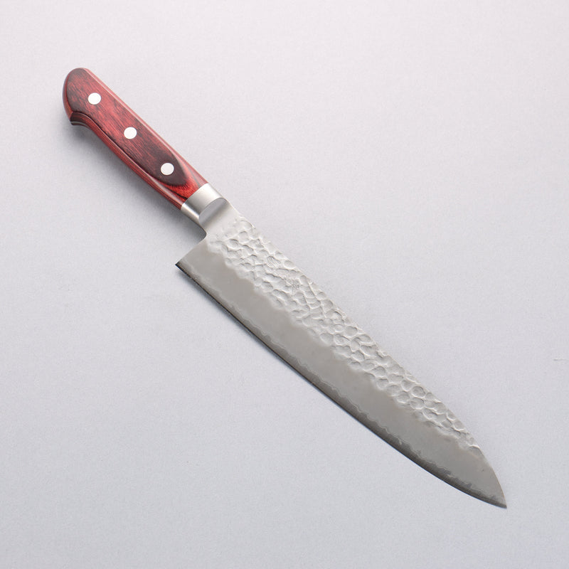 Seisuke Blue Super Hammered Gyuto 210mm Red Pakka wood Handle - Japannywholesale