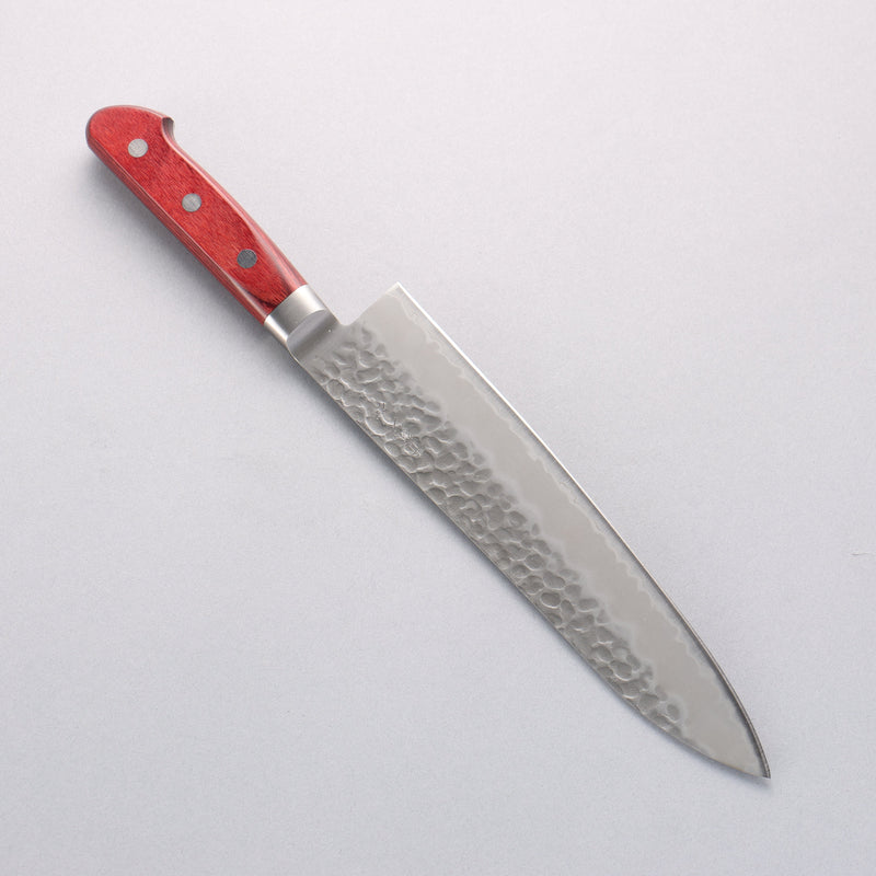 Seisuke Blue Super Hammered Gyuto 210mm Red Pakka wood Handle - Japannywholesale
