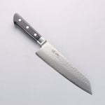 Seisuke VG5 Hammered Kasumitogi Kiritsuke Santoku 190mm Black Pakka wood Handle - Japannywholesale