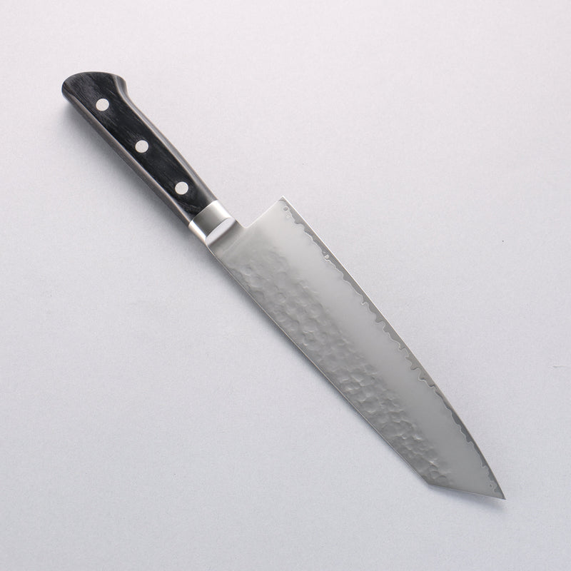 Seisuke VG5 Hammered Kasumitogi Kiritsuke Santoku 190mm Black Pakka wood Handle - Japannywholesale