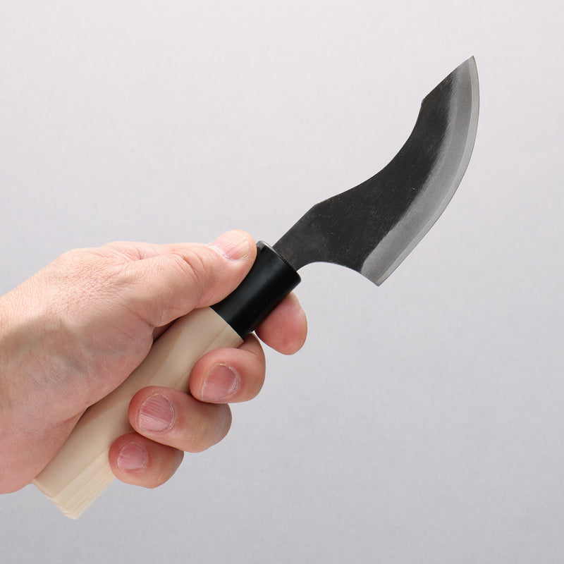 Sakai Takayuki Blue Steel No.2 Black Finished Wild Boar Skinning 80mm Magnolia (Ferrule: Black Plastic) Handle - Japannywholesale