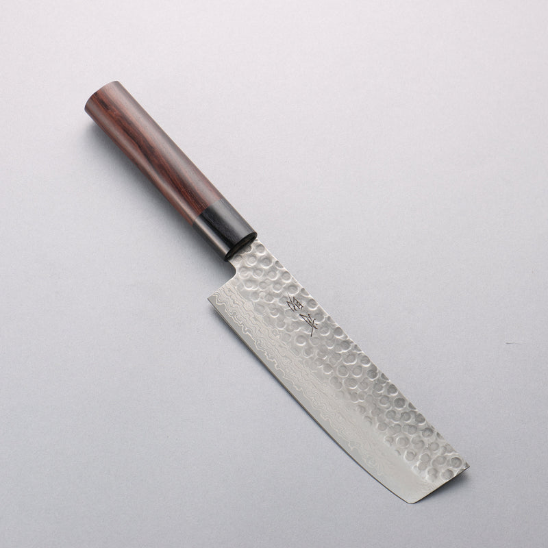 Seisuke Sumi VG10 Hammered Damascus Nakiri 165mm Rosewood (Ferrule: Black Pakka Wood) Handle - Japannywholesale