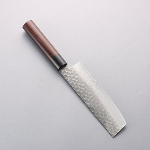 Seisuke Sumi VG10 Hammered Damascus Nakiri 165mm Rosewood (Ferrule: Black Pakka Wood) Handle - Japannywholesale