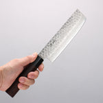 Seisuke Sumi VG10 Hammered Damascus Nakiri 165mm Rosewood (Ferrule: Black Pakka Wood) Handle - Japannywholesale
