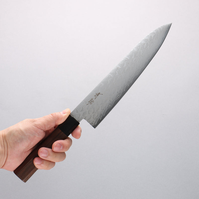Seisuke AUS10 Mirror Crossed Gyuto 210mm Rosewood (Ferrule: Black Pakka Wood) Handle - Japannywholesale