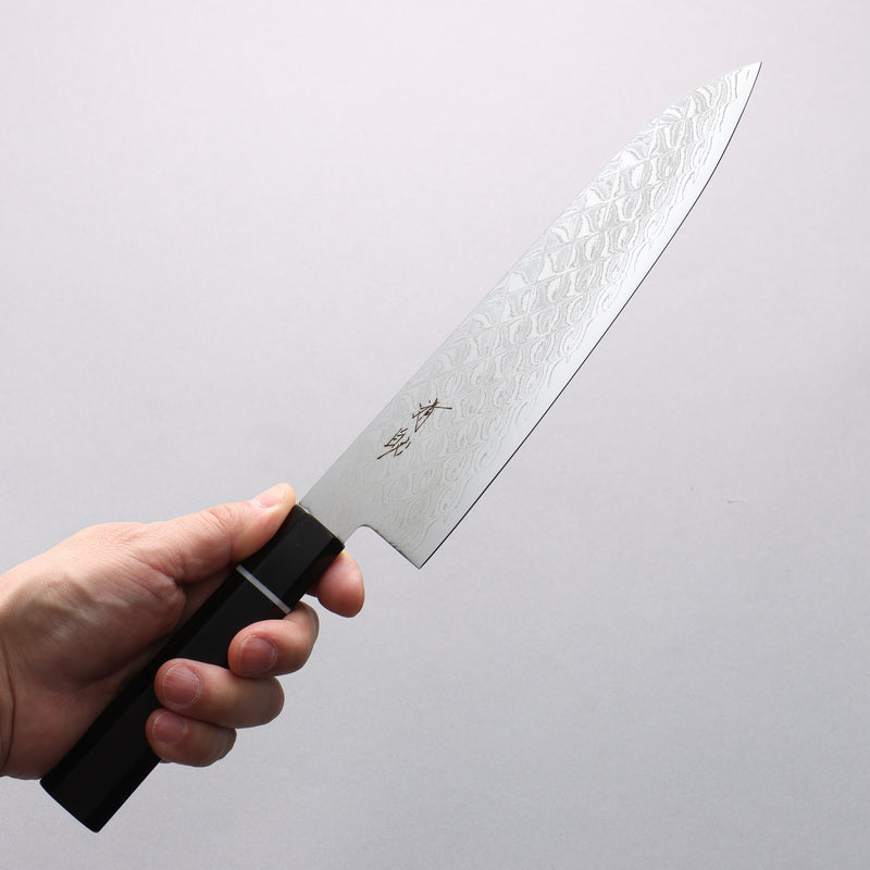 Seisuke AUS10 Mirror Crossed Gyuto 210mm Black Pakka wood Handle - Japannywholesale