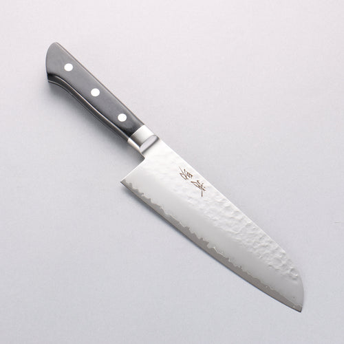 Seisuke VG5 Hammered Kasumitogi Santoku 175mm Black Pakka wood Handle - Japannywholesale