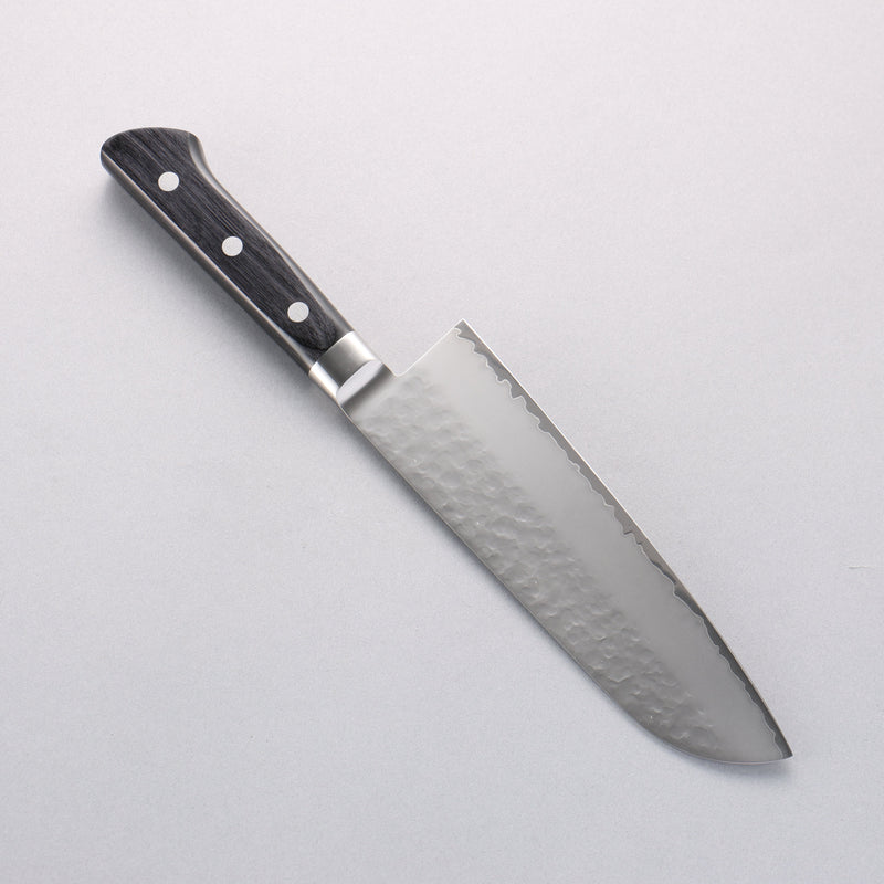 Seisuke VG5 Hammered Kasumitogi Santoku 175mm Black Pakka wood Handle - Japannywholesale