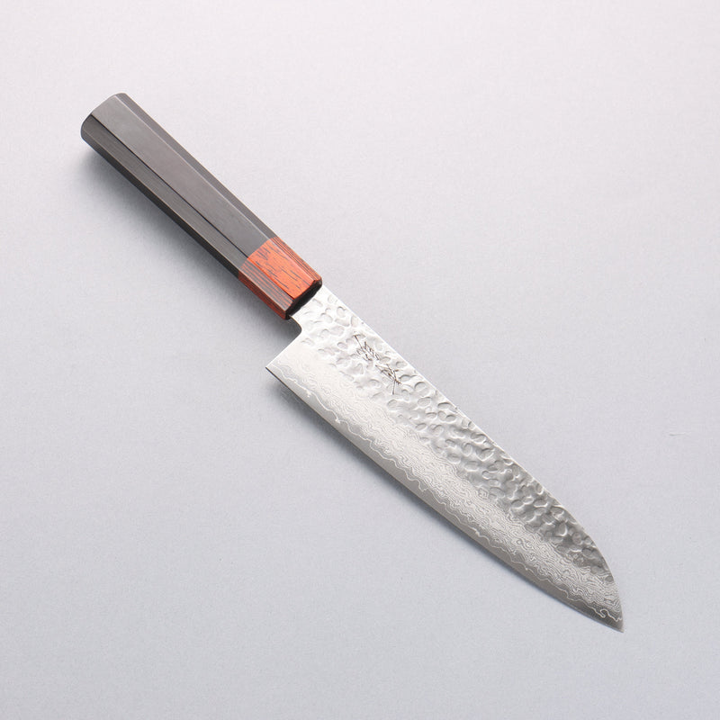 Seisuke VG10 33 Layer Hammered Damascus Santoku 180mm Black Pakka wood Handle - Japannywholesale
