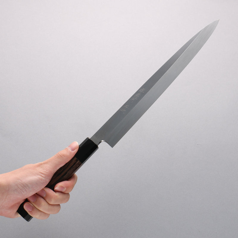 Sakai Takayuki Honyaki White Steel No.2 Yanagiba Wenge with Double Water Buffalo Ring Handle - Japannywholesale