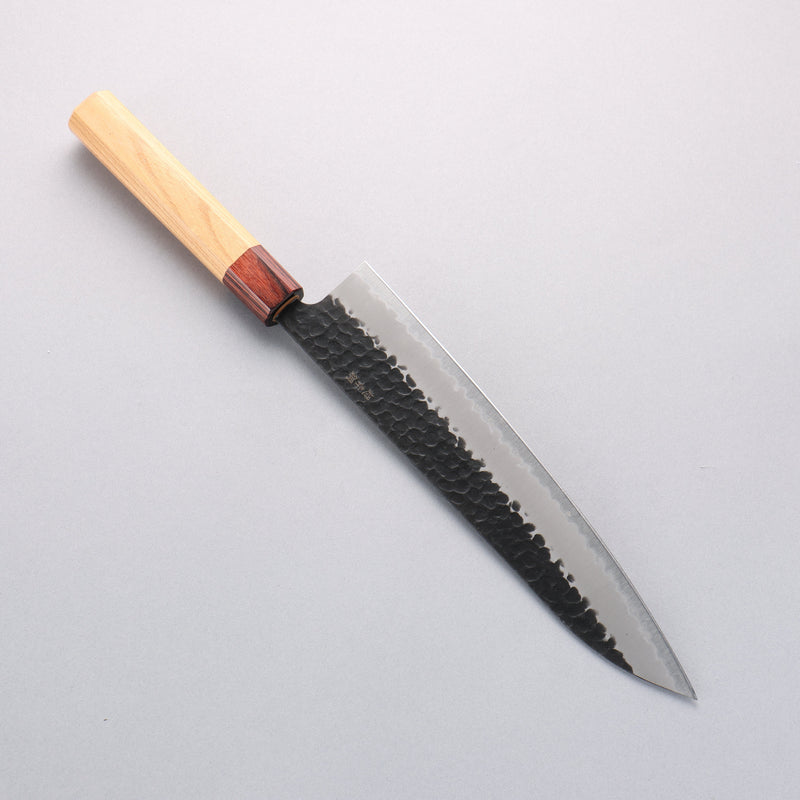 Sakai Takayuki Blue Super Hammered Black Finished Gyuto 240mm Keyaki (Japanese Elm) Handle - Japannywholesale
