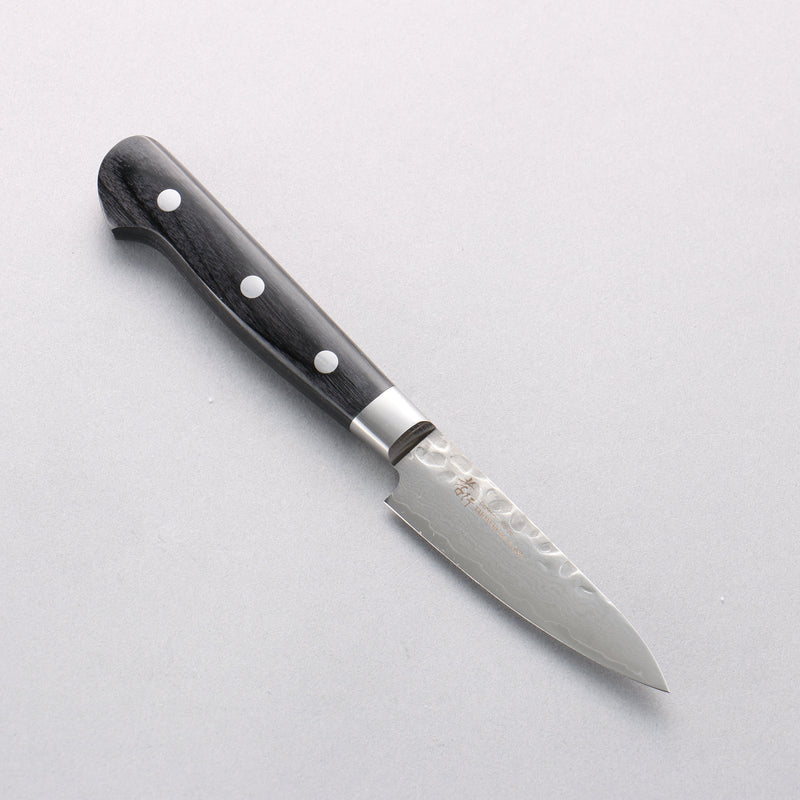 Sakai Takayuki VG10 Hammered Damascus 17 Layer Paring 80mm Black Pakka wood Handle - Japannywholesale