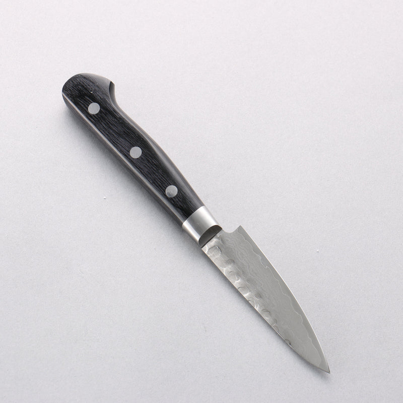 Sakai Takayuki VG10 Hammered Damascus 17 Layer Paring 80mm Black Pakka wood Handle - Japannywholesale