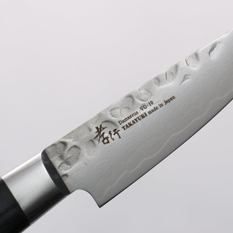 Sakai Takayuki VG10 Hammered Damascus 17 Layer Paring 80mm Black Pakka wood Handle - Japannywholesale