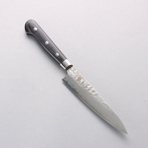 Sakai Takayuki VG10 Hammered Damascus 17 Layer Petty-Utility 135mm Black Pakka wood Handle - Japannywholesale