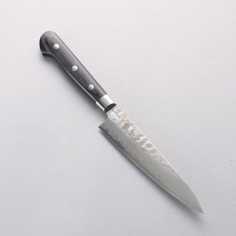 Sakai Takayuki VG10 Hammered Damascus 17 Layer Petty-Utility 135mm Black Pakka wood Handle - Japannywholesale