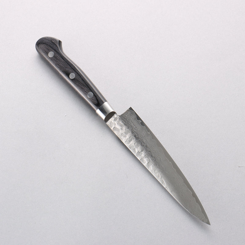Sakai Takayuki VG10 Hammered Damascus 17 Layer Petty-Utility 135mm Black Pakka wood Handle - Japannywholesale