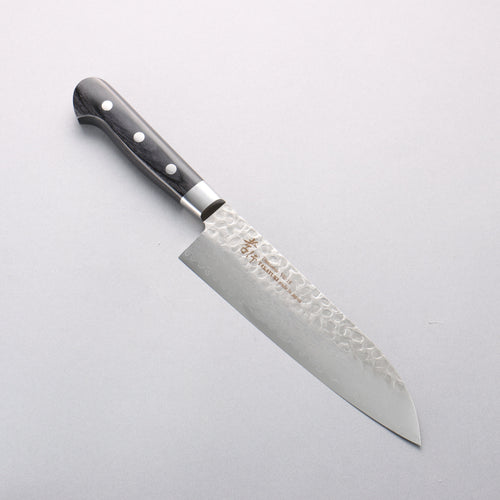 Sakai Takayuki VG10 Hammered Damascus 17 Layer Santoku 180mm Black Pakka wood Handle - Japannywholesale