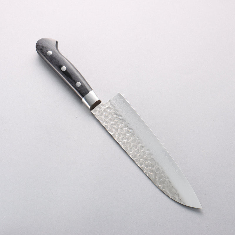 Sakai Takayuki VG10 Hammered Damascus 17 Layer Santoku 180mm Black Pakka wood Handle - Japannywholesale