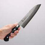 Sakai Takayuki VG10 Hammered Damascus 17 Layer Santoku 180mm Black Pakka wood Handle - Japannywholesale
