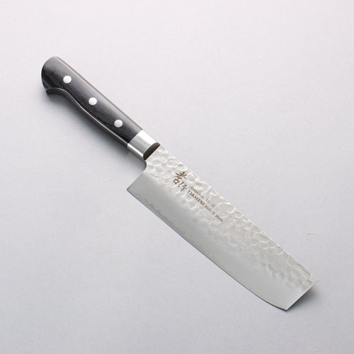 Sakai Takayuki VG10 Hammered Damascus 17 Layer Nakiri 160mm Black Pakka wood Handle - Japannywholesale