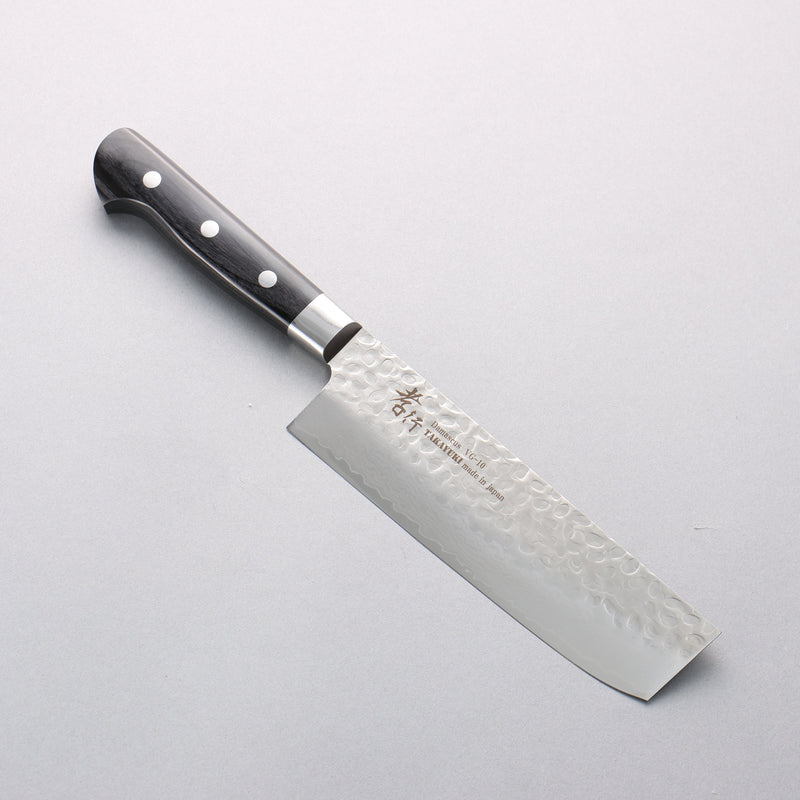 Sakai Takayuki VG10 Hammered Damascus 17 Layer Nakiri 160mm Black Pakka wood Handle - Japannywholesale