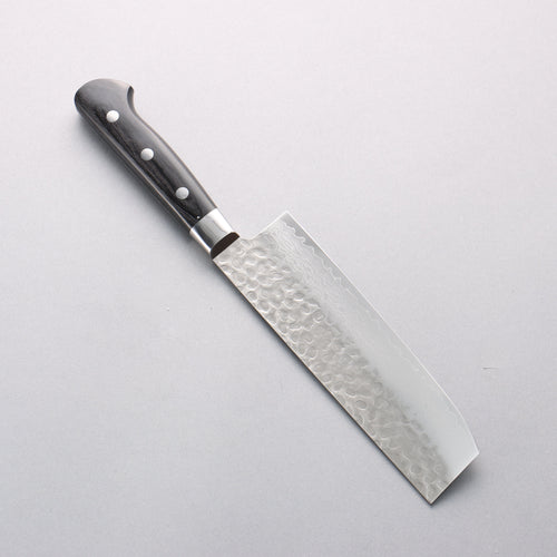 Sakai Takayuki VG10 Hammered Damascus 17 Layer Nakiri 160mm Black Pakka wood Handle - Japannywholesale