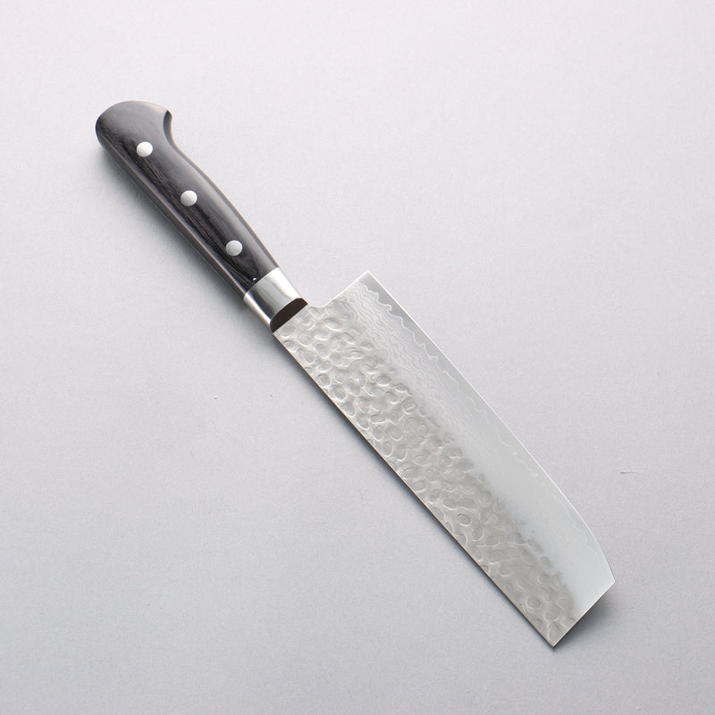 Sakai Takayuki VG10 Hammered Damascus 17 Layer Nakiri 160mm Black Pakka wood Handle - Japannywholesale