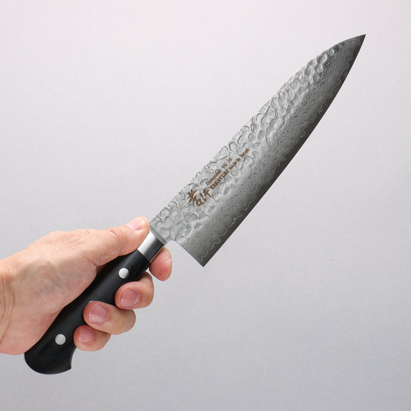 Sakai Takayuki VG10 Hammered Damascus 17 Layer Gyuto 210mm Black Pakka wood Handle - Japannywholesale