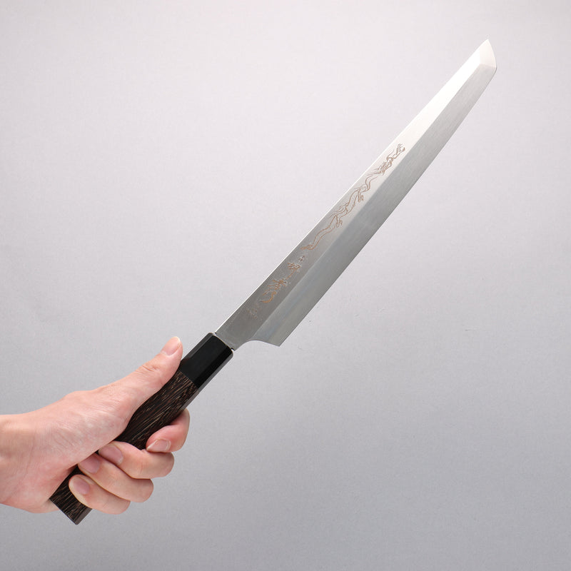 Sakai Takayuki Honyaki VG10 Dragon engraving Sakimaru Yanagiba 300mm Wenge Handle with Sheath - Japannywholesale
