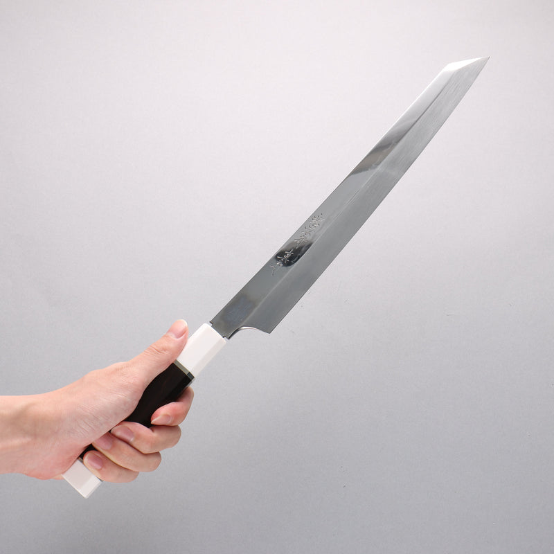 Sakai Takayuki Shinuchi Water Quenching Honyaki White Steel No.2 Mirrored Finish Kiritsuke Yanagiba 300mm with Sheath - Japannywholesale