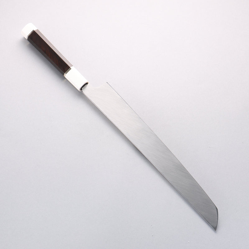 Sakai Takayuki Kageuchi Water Quenching Honyaki White Steel No.2 Mirrored Finish Sakimaru Yanagiba 300mm Ebony with Double Water Buffalo Ring Handle with Sheath - Japannywholesale