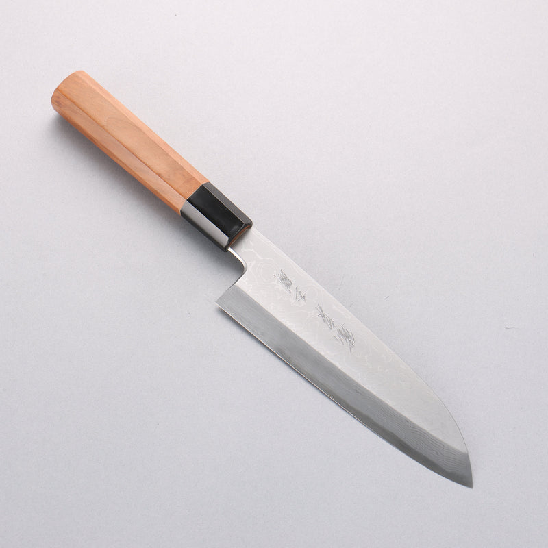 Tessen by Yamatsuka Tamahagane Damascus Santoku 165mm Wild Cherry Handle - Japannywholesale
