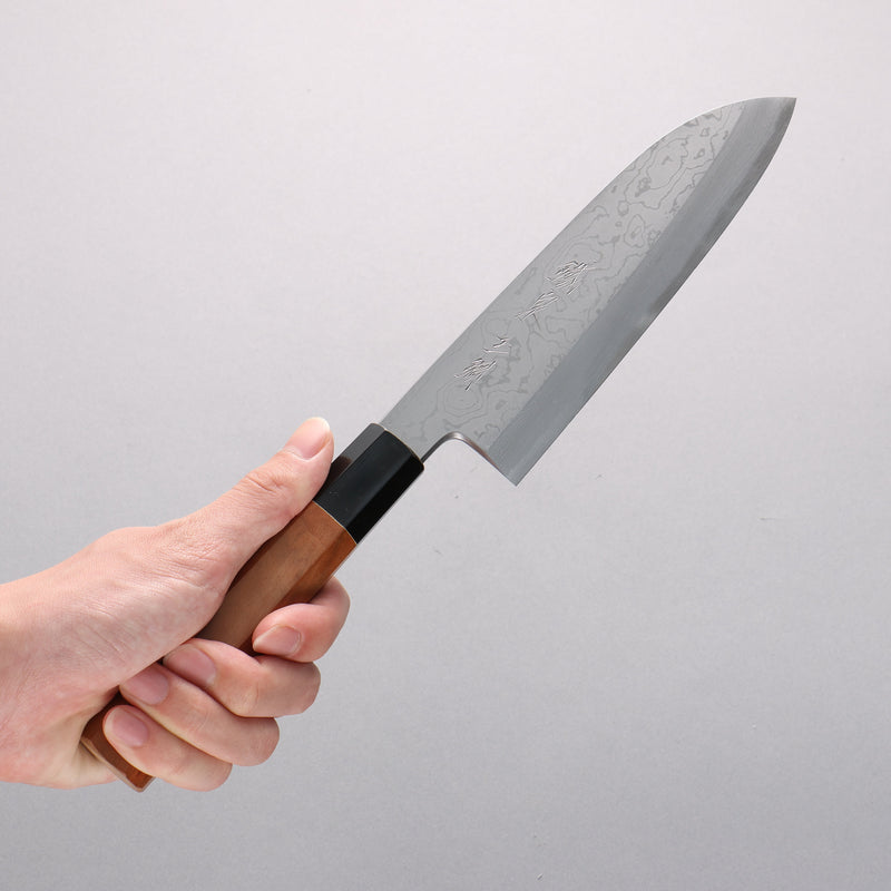 Tessen by Yamatsuka Tamahagane Damascus Santoku 165mm Wild Cherry Handle - Japannywholesale